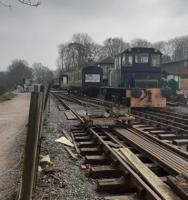 March 2021 – The Diesel Shunter ‘Ashdown’ and recently acquired General Utility Van on the up line next to the new crossover